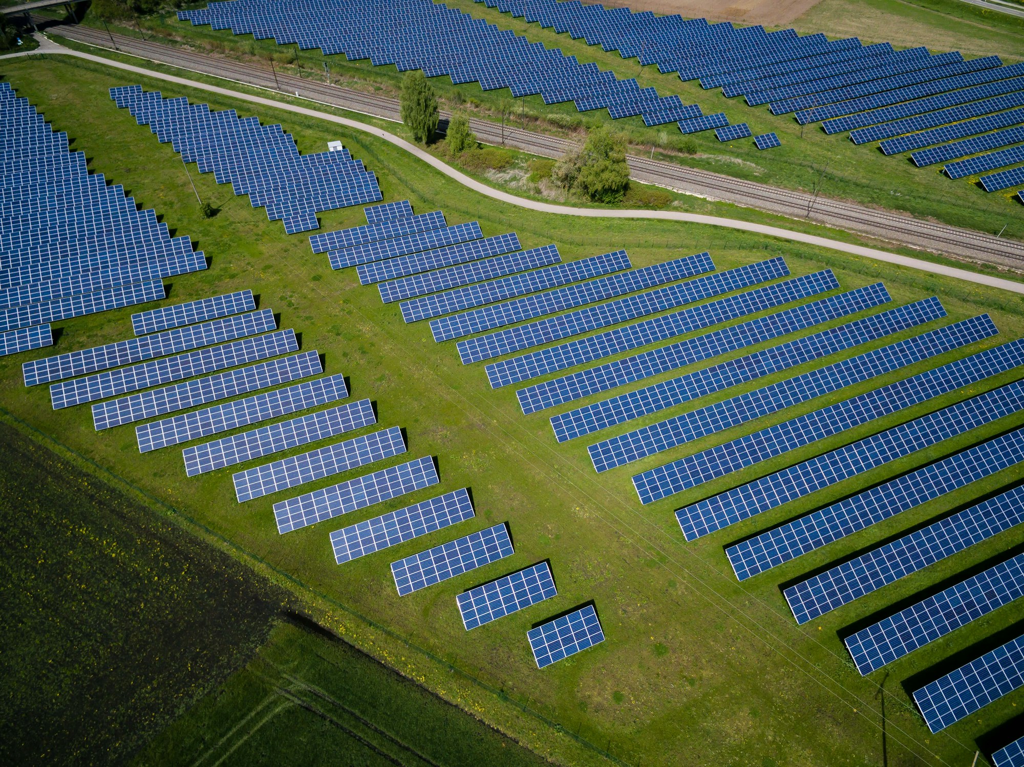 Aerial view of farmland supplying biomass feedstock